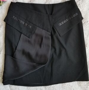 ✨️CL She Said Black Sash Design Mini Skirt Clasp Close‎ Size 0